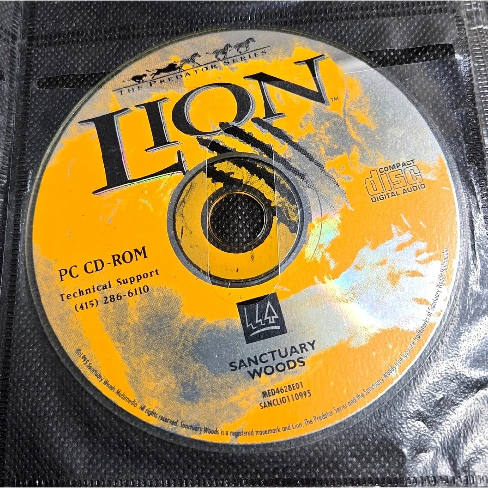 Lion The Predator Series 1995 PC Game Sanctuary Woods Wildlife Sim Disc Only